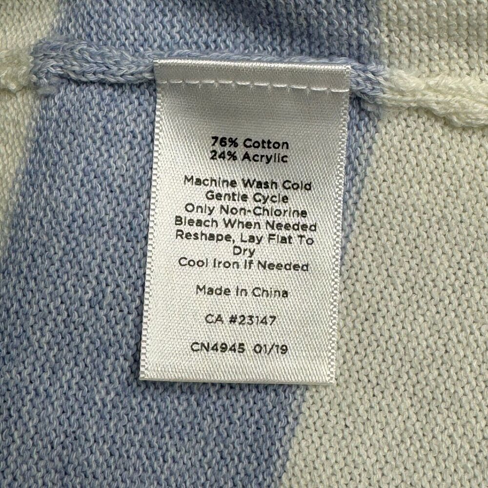 Talbots Sweater Womens MP Petite Blue White Stripe Open Front Longline Cardigan - Picture 4 of 10